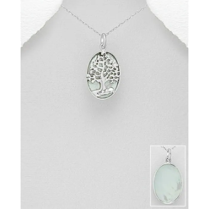 Levensboom zilver gedecoreerd met schelpen