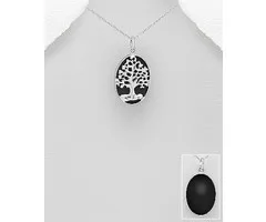 Levensboom zilver met Onyx