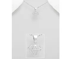 Diamant hanger zilver