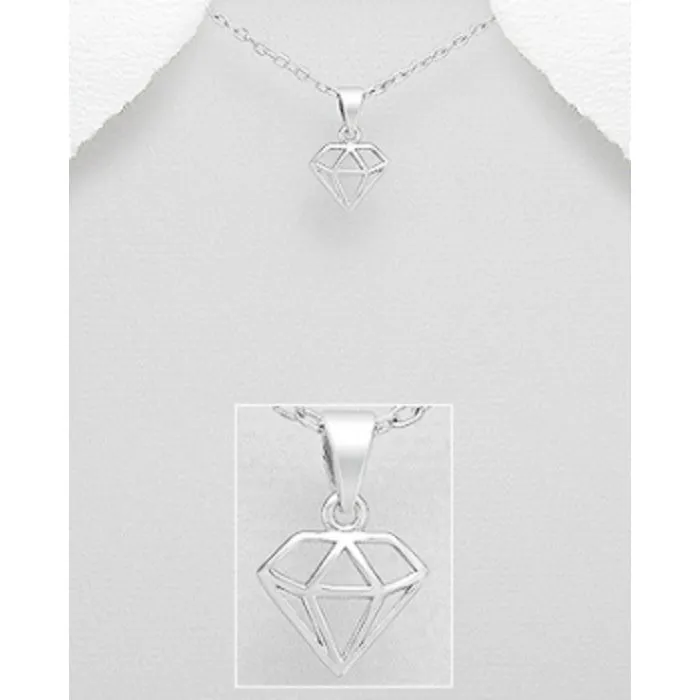 Diamant hanger zilver