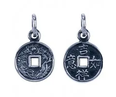 I tsing geluksmuntje zilver hangertje