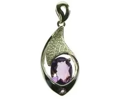 Amethyst hanger ovaal zilver