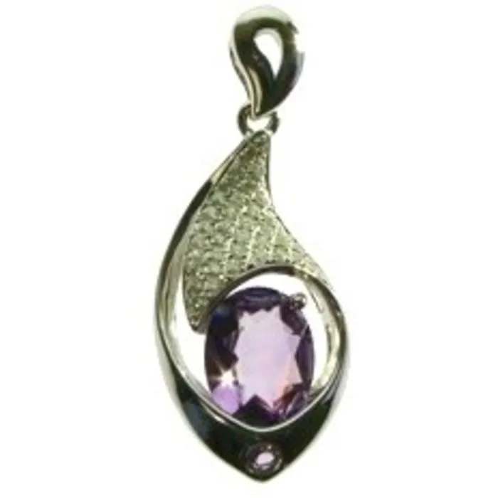 Amethyst hanger ovaal zilver