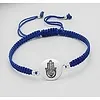 Armband blauw met hand van Fatima zilver