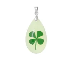 Hanger met klaver vier glow in the dark met kaartje