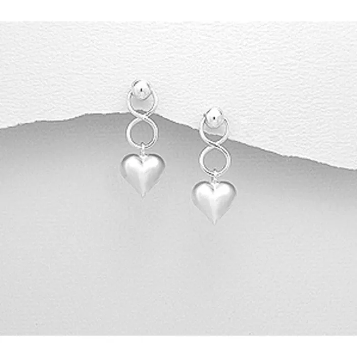 Oorbellen met hartje en Infinity symbool