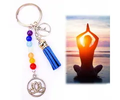 Sleutelhanger yoga lotus met chakra edelsteentjes