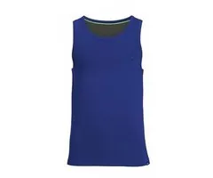 Mouwloos bamboe shirt blauw heren