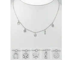 Halsketting Freedom zilver met 5 symbolen