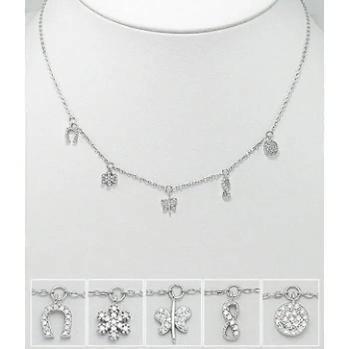 Halsketting Freedom zilver met 5 symbolen