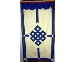 Tibetaans deurkleed /blauw ecru