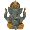 Ganesha beeld grijs messing met gouden finish