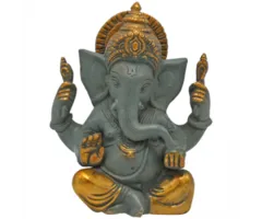 Ganesha beeld grijs messing met gouden finish
