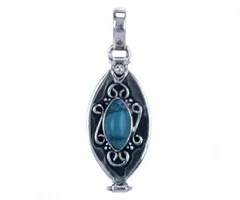 Zilver hanger doosje Markies vorm turkoois