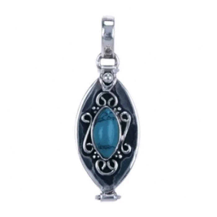 Zilver hanger doosje Markies vorm turkoois