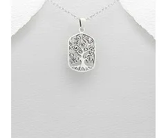 Tree of life hanger zilver rechthoek