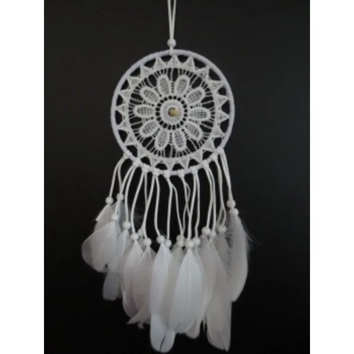Gehaakte Dromenvanger wit met ganzenveren