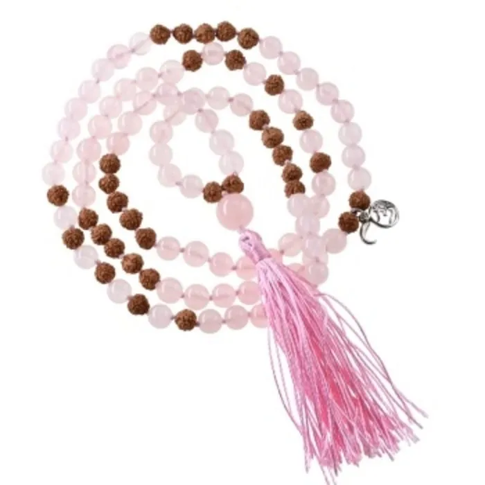 Mala Rozenkwarts met Rudraksha