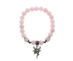 Armband rozenkwarts met Fairy