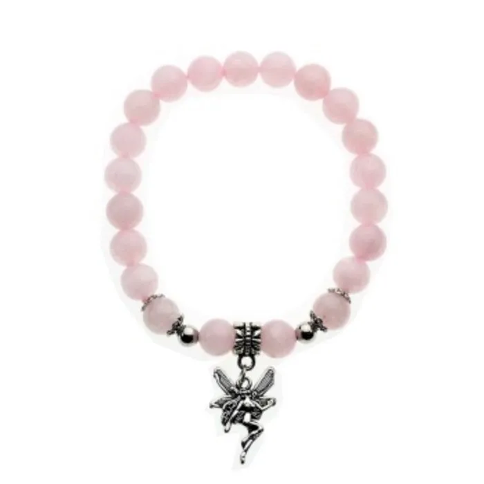 Armband rozenkwarts met Fairy