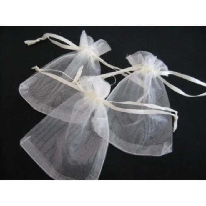 Organza zakje wit middel 9,5 x 15 cm