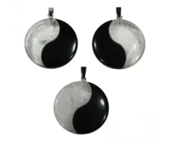 Hanger Yin Yang obsidiaan/bergkristal