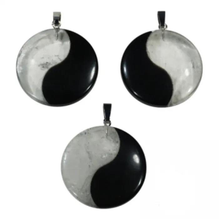 Hanger Yin Yang obsidiaan/bergkristal