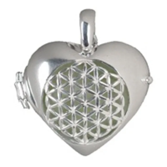 Hanger hart Medaillon levensbloem