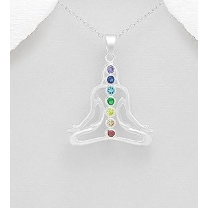 Boeddha chakra hanger van zilver