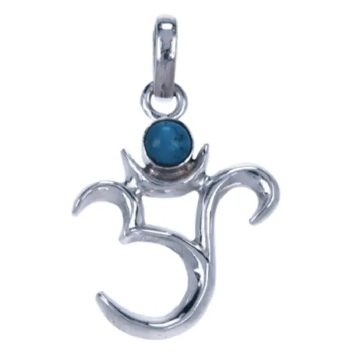 Zilver hanger aum turkoois