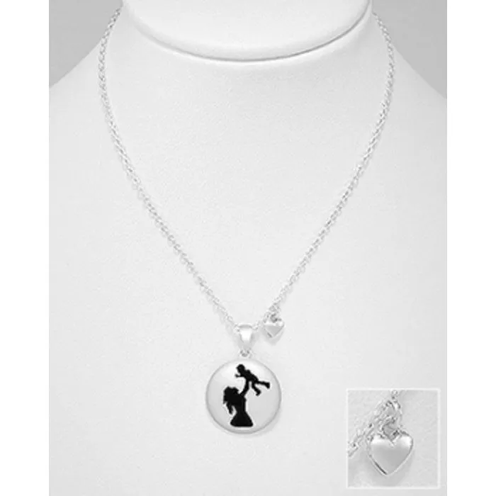 Moeder kind zilver hanger