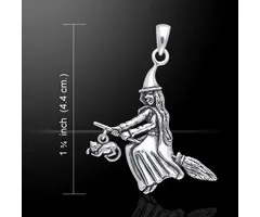 Heks op bezemsteel met kat