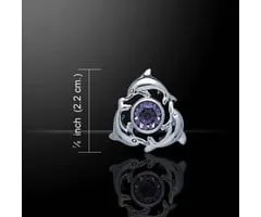 Dolfijnen om edelsteen zilver