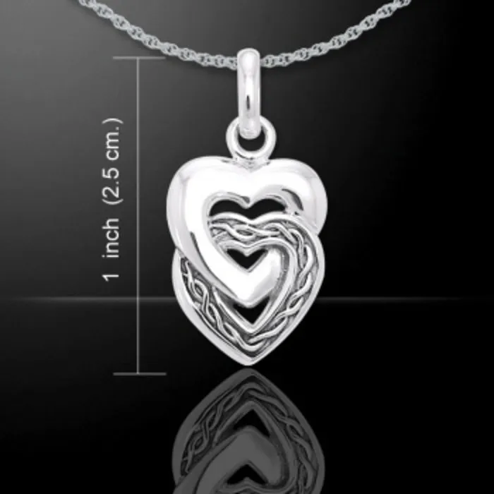 Dubbel hart hanger zilver