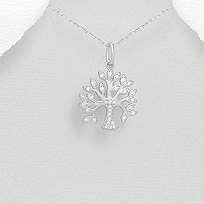 Levensboom hanger met cubic zirkonia steentjes