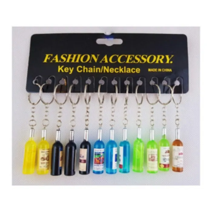 Sleutelhanger Fles Wijn – Set van 12