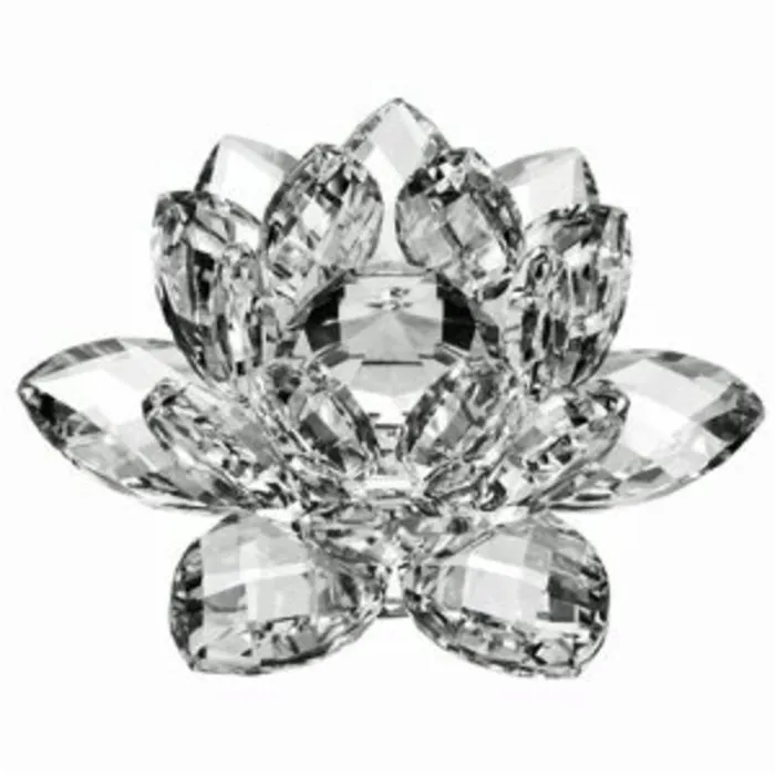 Kristallen Lotus Wit 12 cm op Standaard
