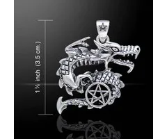 Hanger draak met pentagram zilver