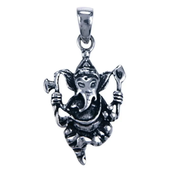 Zilver hanger Ganesha met bijl en speer