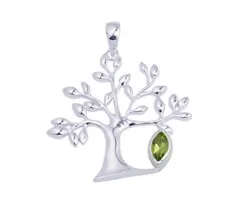 Levensboom hanger zilver met peridoot