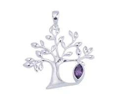 Levensboom hanger zilver met Amethyst