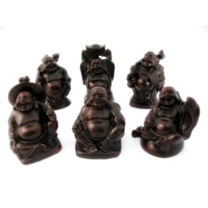 Boeddha setje rood inhoud 6 stuks groot - 5 cm