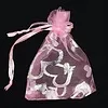 Organza zakje hart roze 7,5 x 10 cm