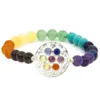 Armband 7 chakra's met bloem des levens symbool elastisch