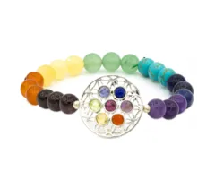 Armband 7 chakra's met bloem des levens symbool elastisch