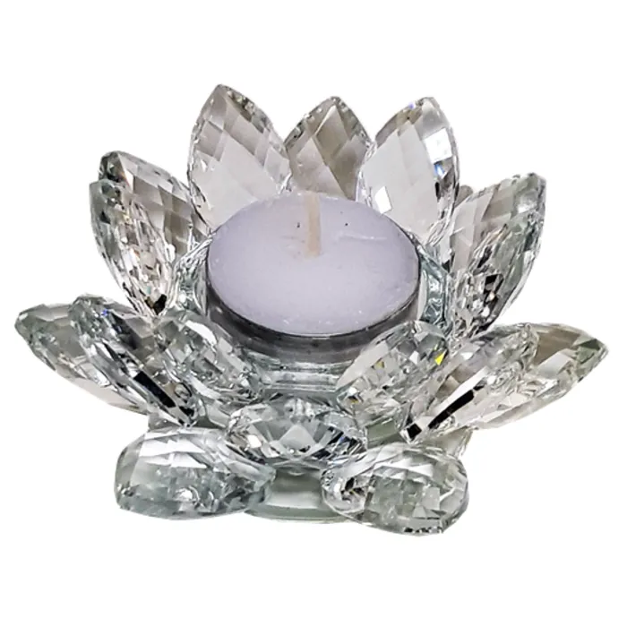 Lotus Kaarshouder Kristal Middel | Spirituele Decoratie