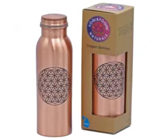 Koperen drinkfles bloem des levens geprint