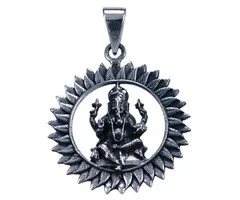 Zilveren hanger rond Ganesha