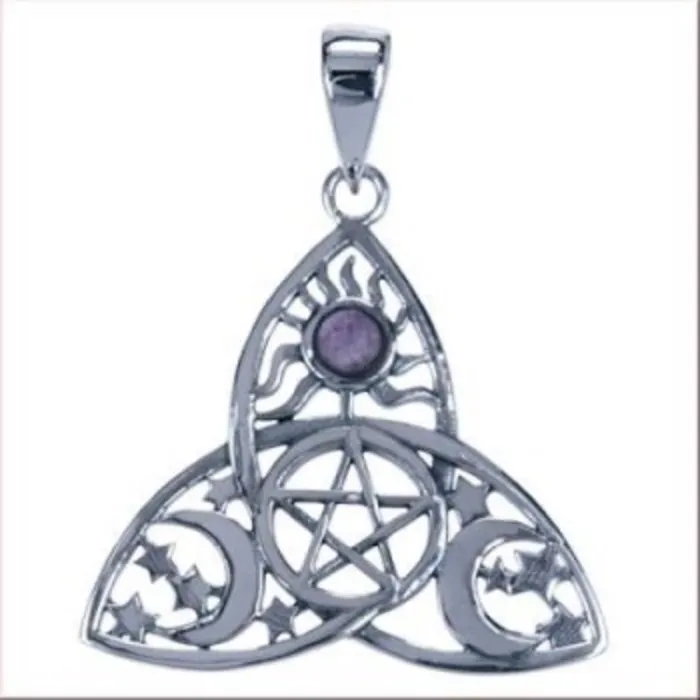 Zilver hanger Pentagram en amethyst