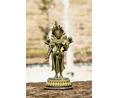 Beeldje groene Tara messing 16 cm